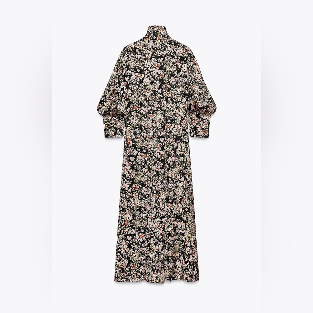 Zara ZW COLLECTION FLORAL MIDI DRESS size L NWOT - Picture 3 of 8